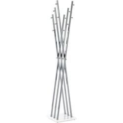 Porte manteaux coloris chromé-blanc - Dim : l 35 x p 35 x h 128 cm Pegane