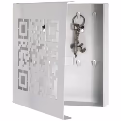 Boîte à clés coloris blanc en métal laqué blanc, avec code QR découpé abstrait, avec 10 crochets. Dimensions : L 22 x P 5 x H ...