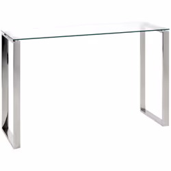 Table haute en verre trempé transparent 8 mm, structure en inox brillant .Ses mesures moyennes et son look relativement sobre ...