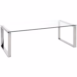 Table basse en verre trempé transparent 8 mm, structure en inox brillant .Ses mesures moyennes et son look relativement sobre ...