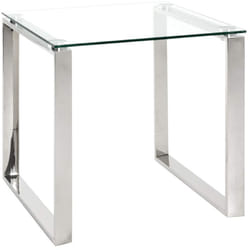 Table d'appoint en verre trempé transparent - 55 x 55 x 55 cm Pegane