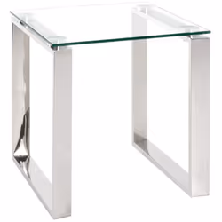 Table d'appoint en verre trempé transparent 8 mm, structure en inox brillant .Ses mesures moyennes et son look relativement s ...