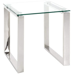 Table d'appoint en verre trempé transparent - 42 x 42 x 45 cm Pegane