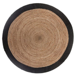 Tapis rond en jute naturel et noir - Diamètre : 120 cm Pegane