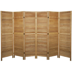 Pegane - Paravent persienne de 6 pans en bois, coloris brun clair - Dim : H170 x L240cm
