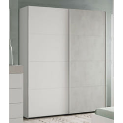 Armoire avec 2 portes décor béton et blanc artic - 200 x 150 x 60 cm Pegane