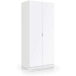 Pegane - Armoire avec 2 portes coloris blanc - 180 x 81 x 52 cm