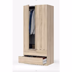 Armoire composé de 2 portes avec penderie et 2 tiroirs en chêne canadien. Un design contemporain qui apportera une touche de  ...