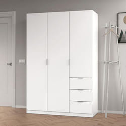 Armoire avec 3 portes coloris blanc - 200 x 135 x 52 cm Pegane