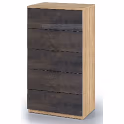 Commode avec 5 tiroirs coloris chêne canadian et effet industriel vieilli. Un design contemporain qui apportera une touche de ...