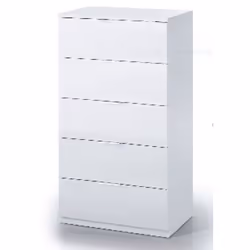 Commode avec 5 tiroirs coloris blanc artic. Un design contemporain qui apportera une touche de modernité dans une chambre, un ...