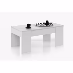 Table basse modulable en mélamine coloris Blanc Artik avec plateau. Cette table basse design et fonctionnelle est idéale pour ...