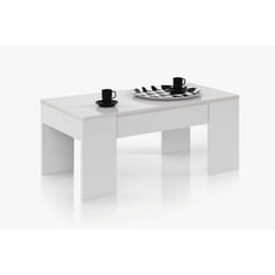 Table Basse modulable coloris blanc artic - 45 x 100 x 50 cm Pegane