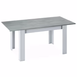 Table extensible salle à manger coloris décor béton et blanc Artik. cette table repas de forme rectangulaire fera sensation a ...