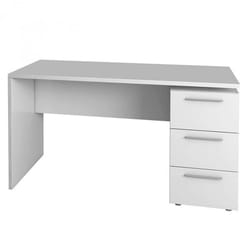 Bureau avec 3 tiroirs coloris Blanc Artik - 74 x 138 x 60 cm Pegane