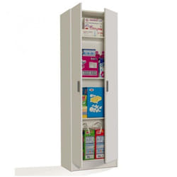 Pegane - Armoire de rangement coloris Blanc - 180 x 59 x 37 cm