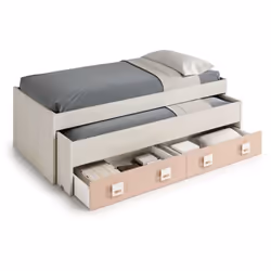 Lit Gigogne enfant double composé de 2 tiroirs et étagère (matelas 190x90 - 180x90) "sans mateals". Dimensions : 69 x 199 x 9 ...