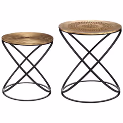 Laissez-vous tenter par ce lot de 2 tables d'appoint, composée d'une structure en fer et d'un dessus de table en bois MDF. Di ...
