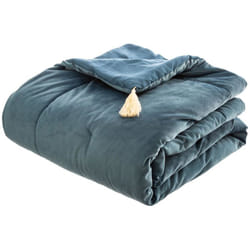Pegane - dredon en velours Bleu - L.80 x l.180 cm