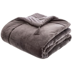 Pegane - dredon en velours Gris - L.80 x l.180 cm