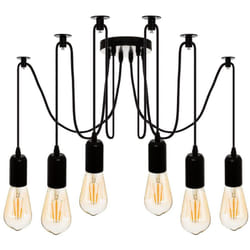 Pegane - Suspension filaire 6 ampoules en métal noir