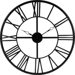 Pegane - Pendule coloris Noir vintage en métal - d 70 x Ep 4 cm