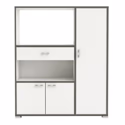 Meuble compact et fonctionnel de part ses nombreux aménagements. En mélamine pour un entretien régulier. avec 1 tiroir monté  ...