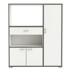 Desserte Micro ondes coloris Blanc mat/gris - 90 x 111,8 x 40 cm Pegane
