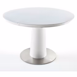 Guéridon rond intemporel, plateau de table, colonne et insert de rabat en laqué blanc mat MDF stable. Fonction coulissante av ...