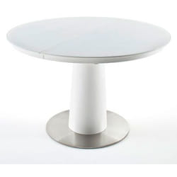 Table à manger extensible ronde laqué blanc mat - 120/160 x 76 x 120 cm Pegane