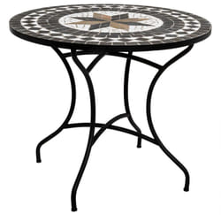 Table de repas ronde en mosaique coloris noir - d. 90 x h. 75 cm Pegane