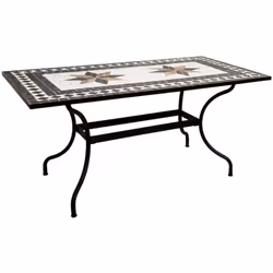 Table de repas en mosaique coloris noir. Cette table à manger s'intégrera parfaitement à un coin de salon ou séjour. Elle mar ...