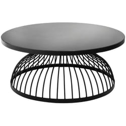 Table basse en bois coloris noir en verre - d. 90 x h. 38 cm Pegane