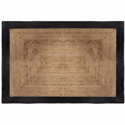 Tapis en jute coloris naturel à bordure noir. Il mesure 120 x 170 cm. Ce tapis est de couleur tendance et unique. Dimension p ...