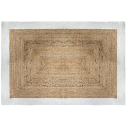 Pegane - Tapis en jute coloris naturel / blanc- l. 170 x l. 120 cm