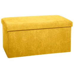Pegane - Pouf pliable coloris Ocre en velours - l. 76 x l. 38 x h. 38 cm