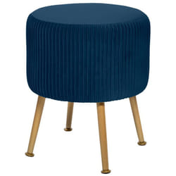 Tabouret en velours pliable coloris bleu - d. 35 x h. 41 cm Pegane