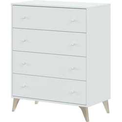Commode avec 4 tiroirs coloris blanc artic - Hauteur 95 x Longueur 77,5 x Profondeur 40 cm Pegane