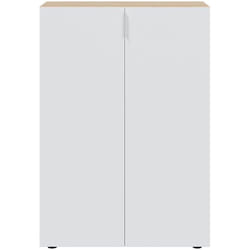 Meuble à Chaussures avec 6 étagéres coloris chêne candien / blanc artic - Hauteur 103 x Longueur 72 x Profondeur 36 cm Pegane
