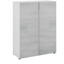 Meuble à Chaussures avec 6 étagéres coloris blanc mat / ciment - Hauteur 103 x Longueur 72 x Profondeur 36 cm Pegane