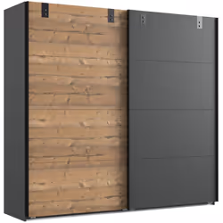 Armoire de rangement à portes coulissantes avec 2 portes, fabriqué en panneaux de particules mélaminés coloris chêne, pratiqu ...