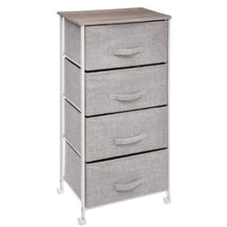Meuble de rangement 4 tiroirs de couleur gris clair - L.45 x P.30 x H.96 cm -PEGANE-