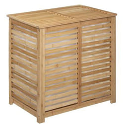Pegane - Panier à linge double en bambou naturel - L.60 x l.40 x H.58 cm