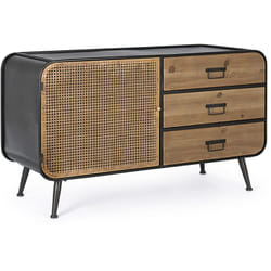 Commode avec 3 tiroirs en bois - L 118 x P 47 x H 68 cm -PEGANE-