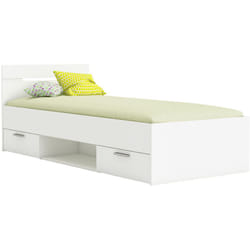 Lit enfant avec rangements coloris blanc mat - 94,5 x 74,2 x 204,3 cm Pegane