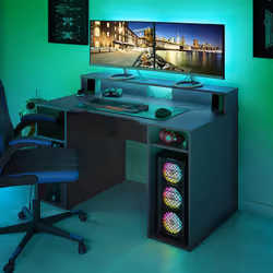 Bureau design Gamer ou table ordinateur moderne fabriqué en panneau de particules mélaminé. Classification conforme selon la ...