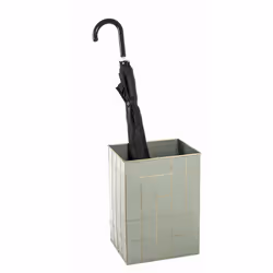 Porte-parapluie en métal laqué coloris gris-bronze, monté. Elégant et pratique. Dimensions : L 26 x P 21 x H 35 cm Poids : 1. ...