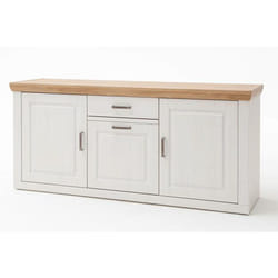 Buffet en pin blanc et chêne - L.183 x H.85 x P.50 cm Pegane