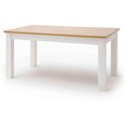 Table à manger extensible en bois coloris blanc / chêne - L.160 x H.77 x P.90 cm Pegane