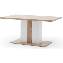 Table à manger en bois coloris blanc/chêne wotan - L.160 x H.77 x P.90 cm Pegane